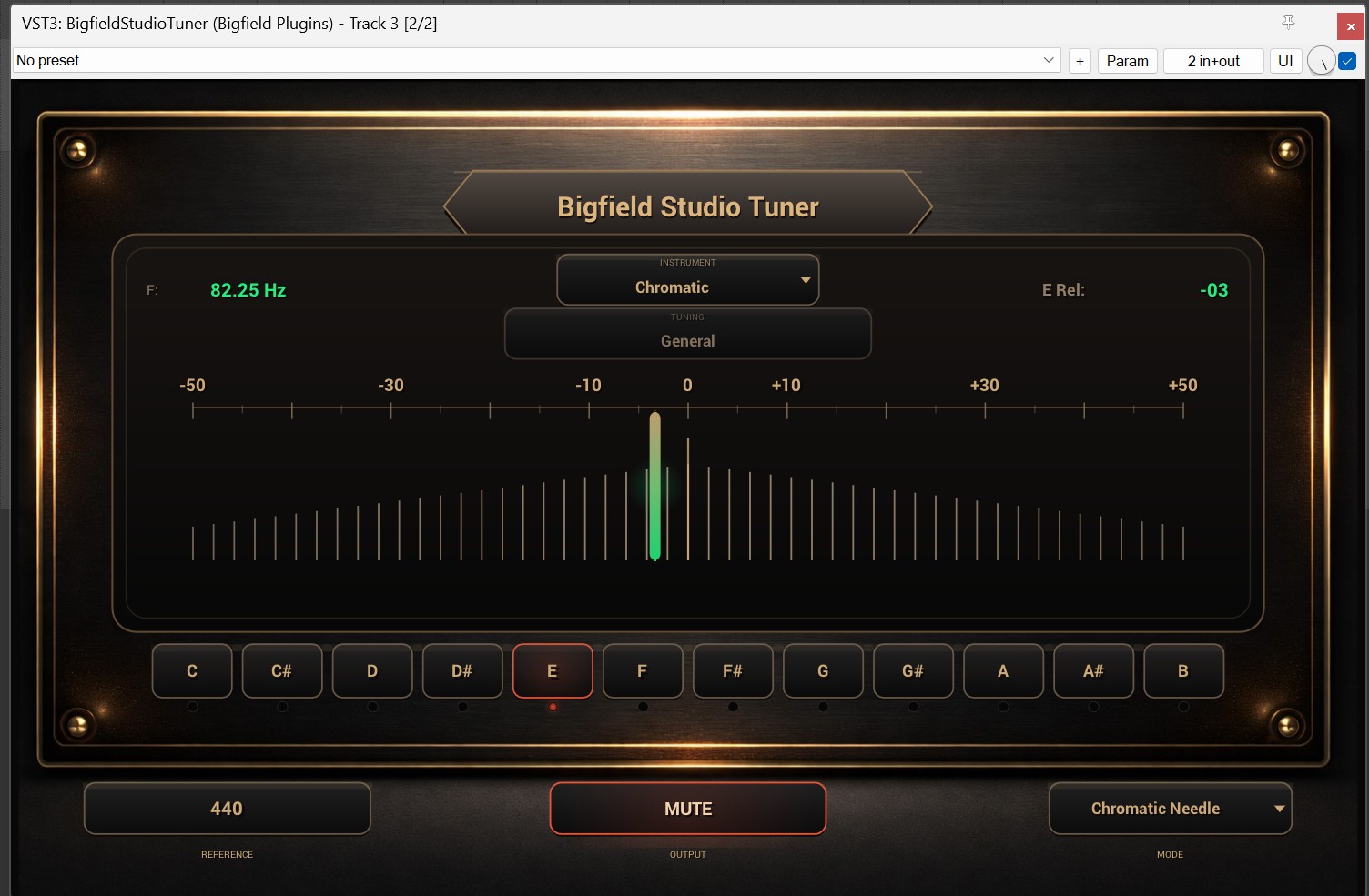 Screenshot of the Bigfield Studio Tuner plugin